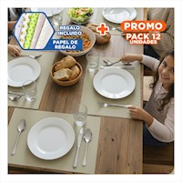 Pack12 Kit 6 Individual Beige Liso Rectangular 30x45cm para Mesa y Eventos Y+Papel Regalo